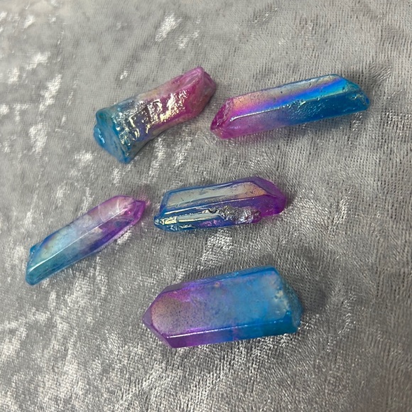 Aura quartz halo angel cotton candy crystal pink blue ombrΓ© electroplated π - Picture 5 of 16